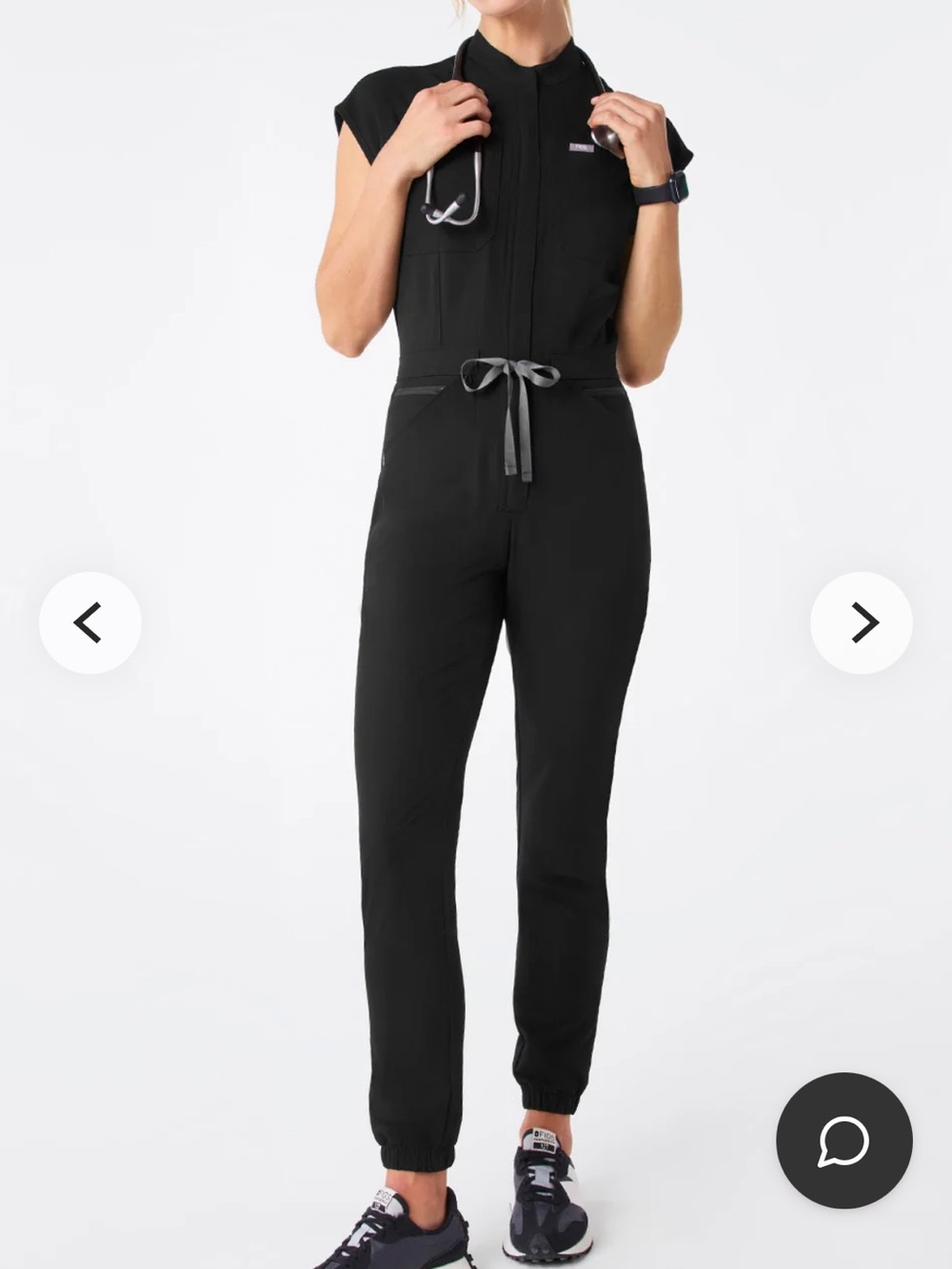 Figs Black Zip-Front Medical Jumpsuit